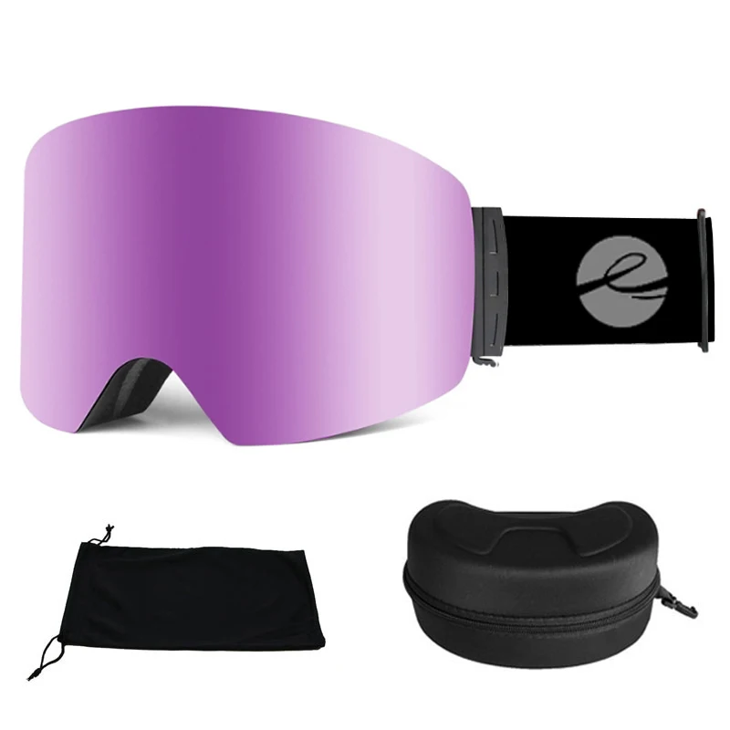 LOCLE-Gafas de esquí para hombres y mujeres, máscara de esquí, gafas de esquí cilíndricas OTG, protección UV400 sobre las gafas, capas dobles,
