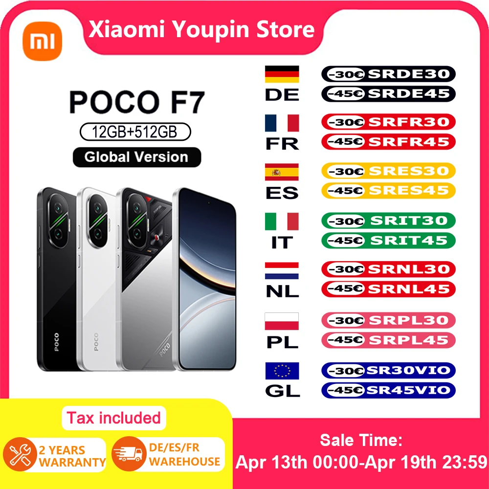 Versión global POCO F7 Smartphone 5G IP68 6,83" 50MP Cámara Sony 120Hz 6500mAh Tipo-C Insignia Snapdragon ® 8s Gen 4 Xiaomi