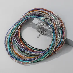 2mm Natural Stone Beads Necklace Handmade Mini lapis lazuli Amethysts Turquoises Beaded Necklaces for Women Boho Jewelry Gift