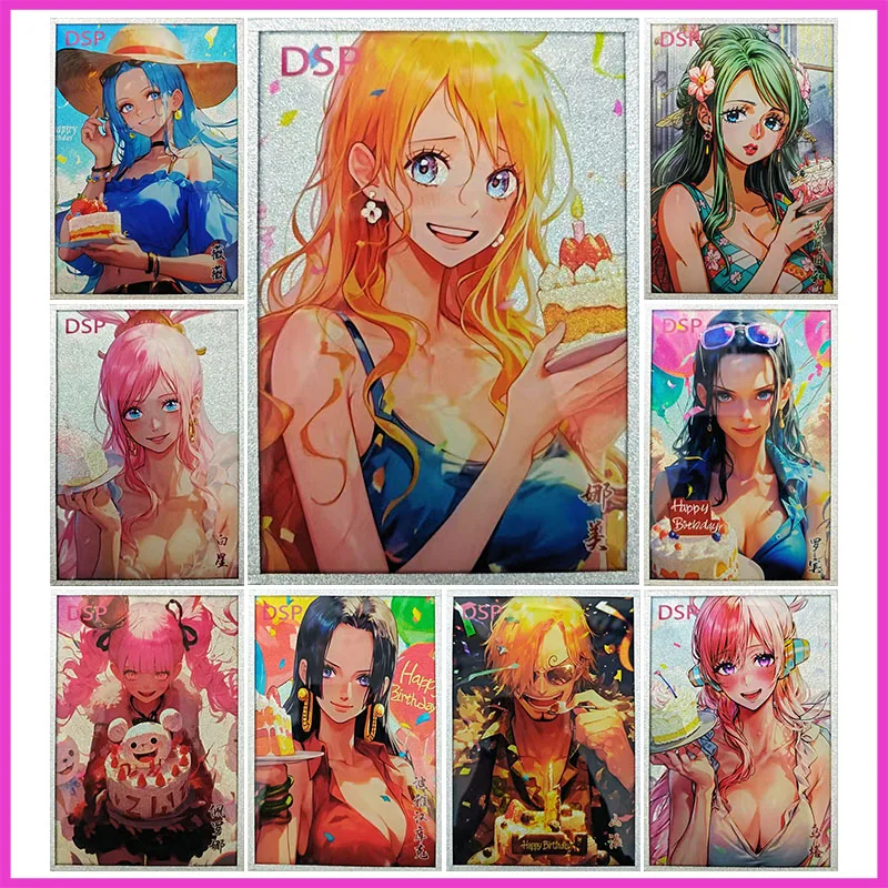 

Anime ONE PIECE Rare DSP A6 Collectible Card Vivi Nami Kozuki Hiyori Robin Perona Hancock Uta Toys for boys Birthday Present