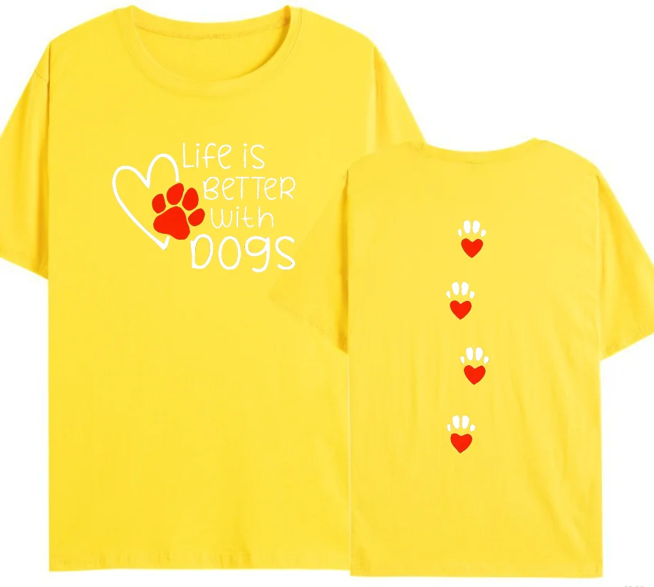 100% Cotton  New Animal paw print Short-sleeved T-shirt, Casual Versatile Top, Women's Round-neck Short-sleeved T-shirt Summer