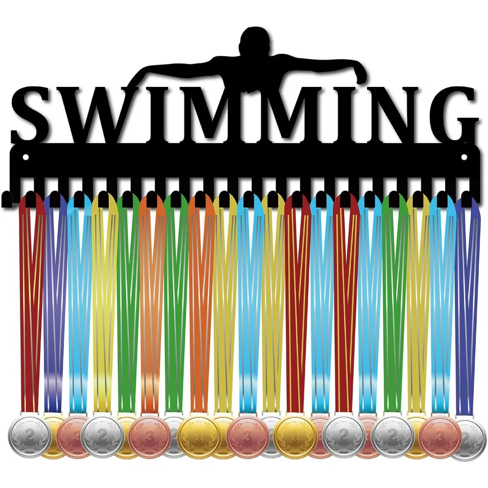 Swimming Medal Holder Swimmer Medals Hanger Athlete Awards Display Stand Wall Rack Mount Decor Stainless Steel Metal Hanging