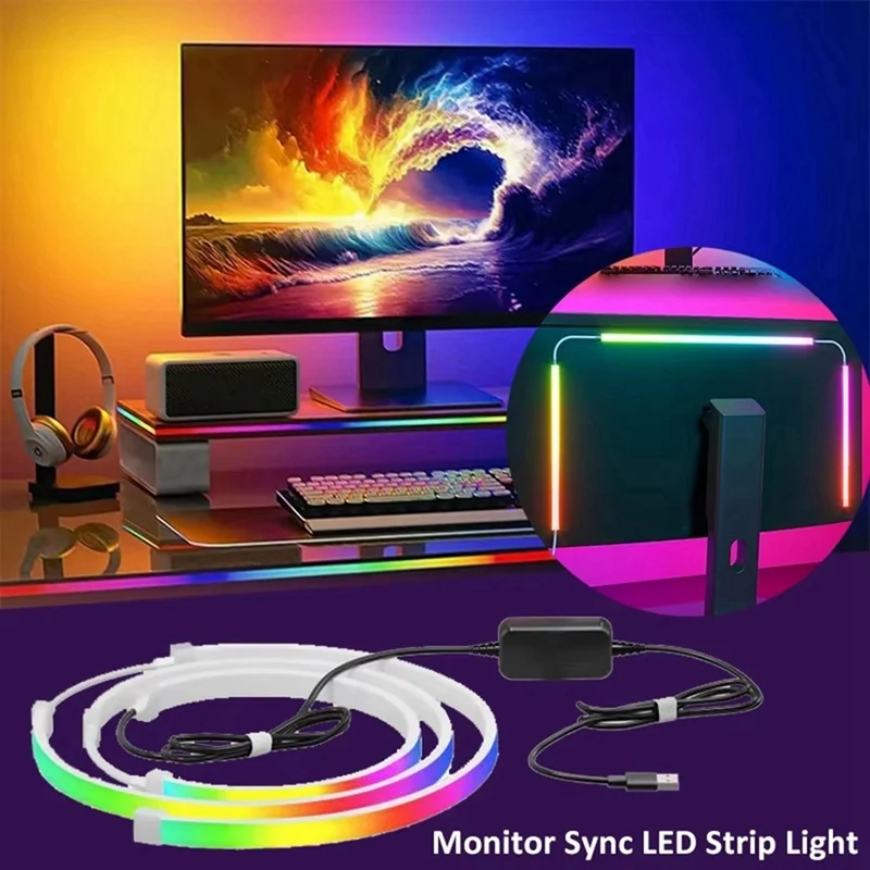 2025 Nuevo Monitor de tira de sincronización de pantalla de computadora RGB LED Luz de recogida de retroiluminación de PC para sala de deportes