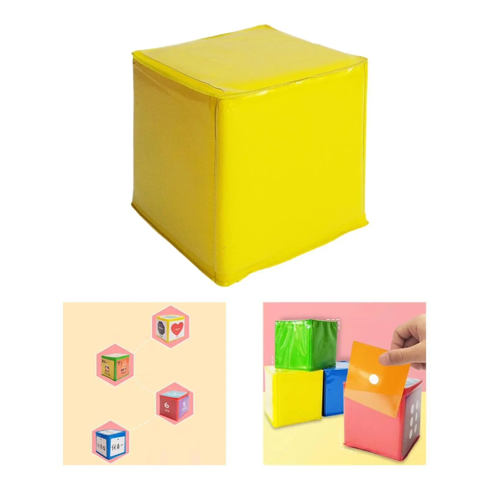 Kids Educational Toy Foam Dice with Clear Pockets Education Playing Game Cube Soft PVC for School Home Party Learning