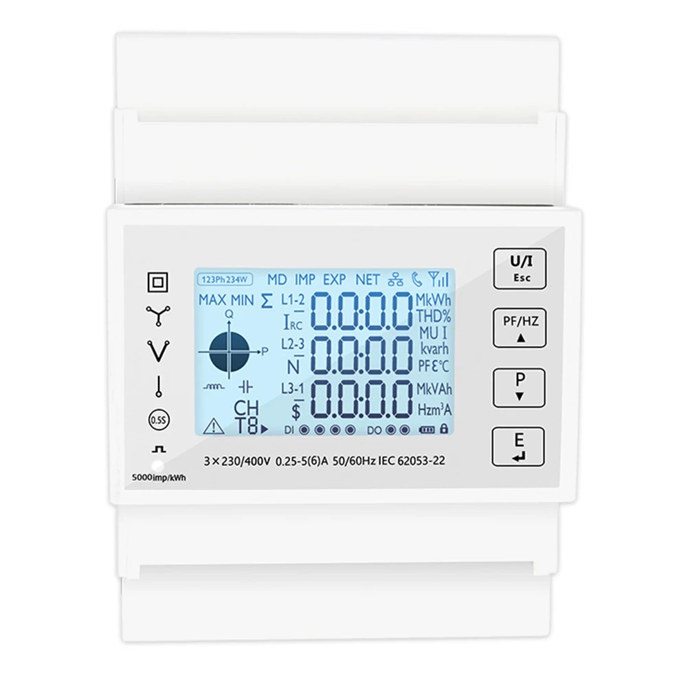 Industrial Grade Three Phase Energy Meter TAC4300 Supporting 85 270V AC Input and 0 005A to 100A Current Range
