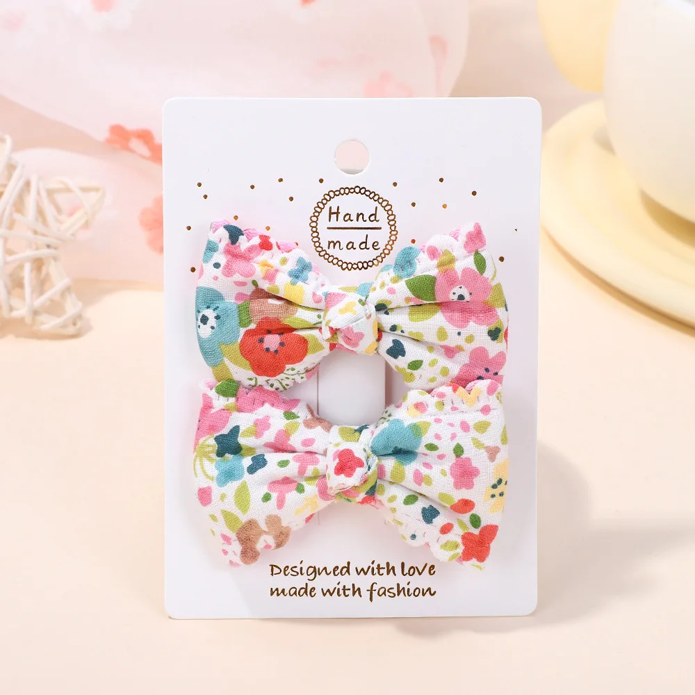 

2 шт., милые заколки для волос для маленьких девочек, розовые клетчатые кружевные заколки с бантом, аксессуары для волос