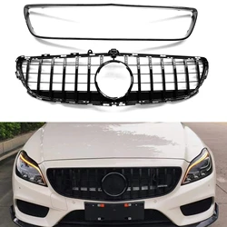 Car Front Grill Grille with Frame Cover Upper Bumper Hood Mesh Grid For Mercedes Benz CLS Class W218 2015-2018 Advance Version