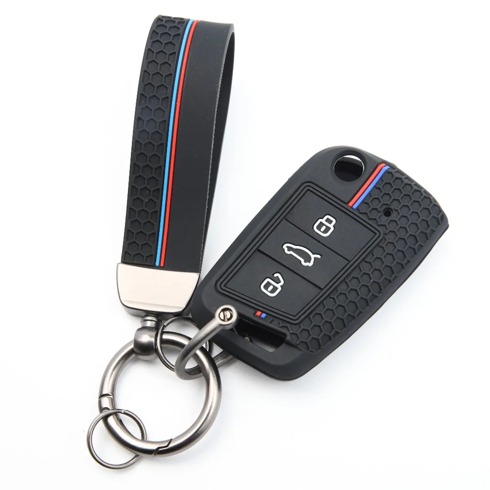 Key Case Cover for VW Golf 7 GTI POLO T-Cross T-Roc Touran Tiguan Skoda Octavia Rapid Kodiaq Fabia Seat Ibiza Leon Ateca Arona