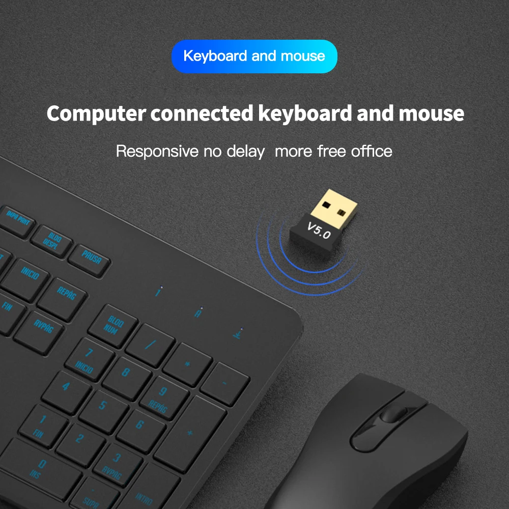 Wireless BT5.0 USB Adapter Transmitter Music Audio Receiver Bluetooth-compatible 5.0 Mini Dongle Adapter for Computer PC Laptop