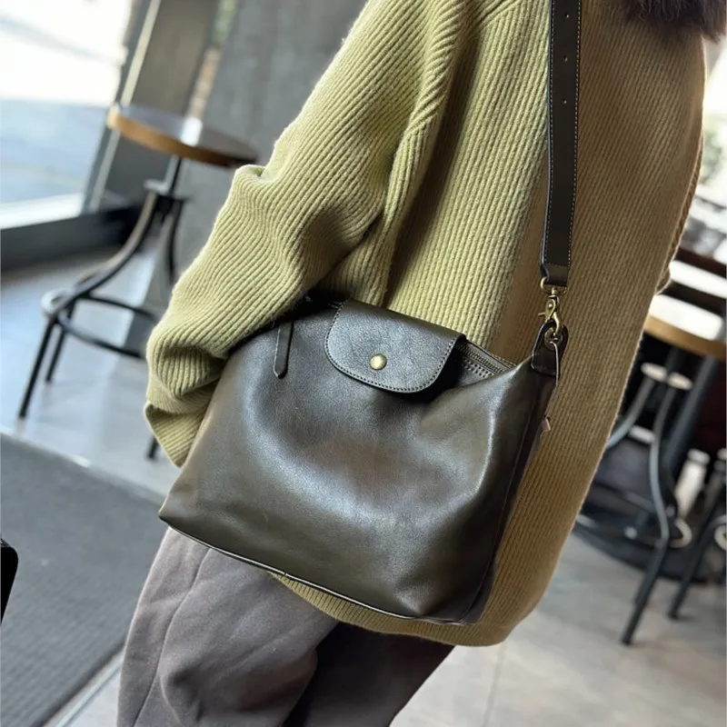 

2026 Soft Cowhide BAG Genuine Leather Crossbody Bags New Casual Large Capacity Shoulder Bags Simple
