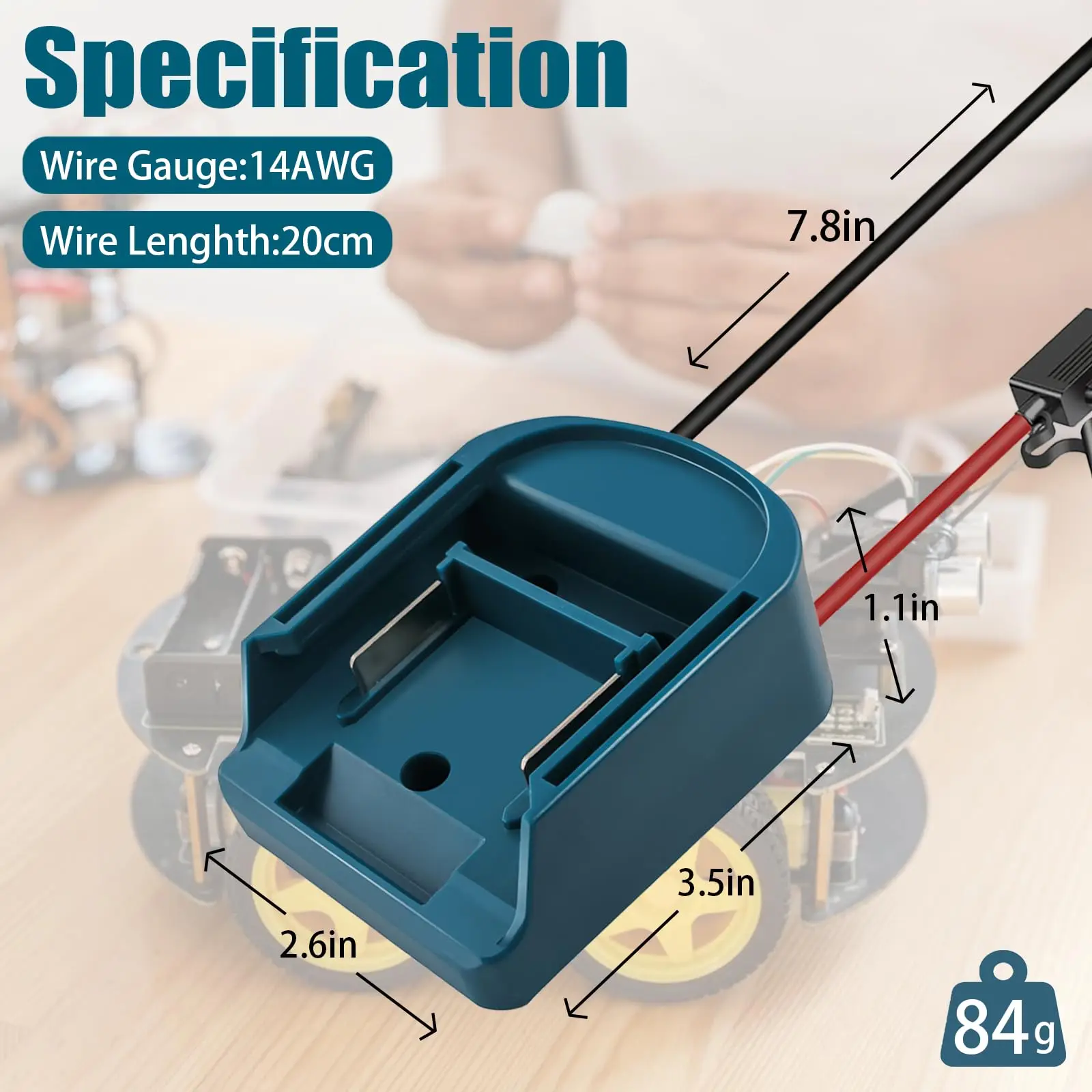 Zewnętrzny adapter akumulatora konwerter do akumulatora Makita 14 V/18 V DIY skrzynka na elektronarzędzia Mod zestaw akcesoriów do wtyczki przedłużacz elektryczny nowość — zdjęcie produktu 3