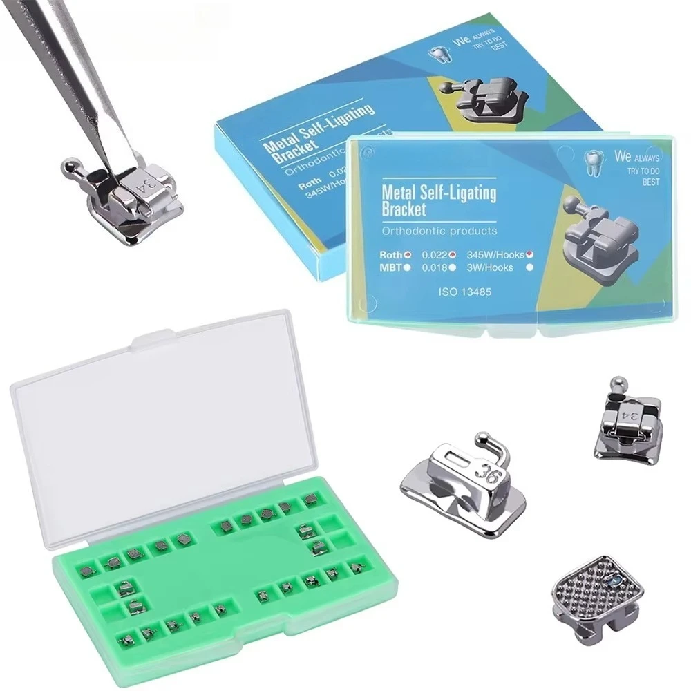 3 Boxes AZDENT Dental Orthodontic Bracket Passive Self Ligating Braces Roth/MBT 0.022 Hooks 345 with Buccal Tubes