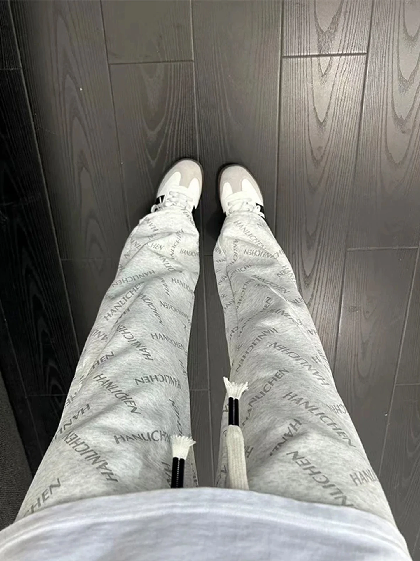 

Men's ey Letter Print Sweatpants Cleanfit Flared Straight Leg Pants Autumn Faion Street Sle Small Fraance Trendy Trou...