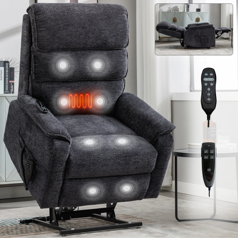 Massage Rocker Recliner Chair Up To 350 LBS Power Lift Recliner Chair with Power-Remote, Heat Massage and Motion Mechanism