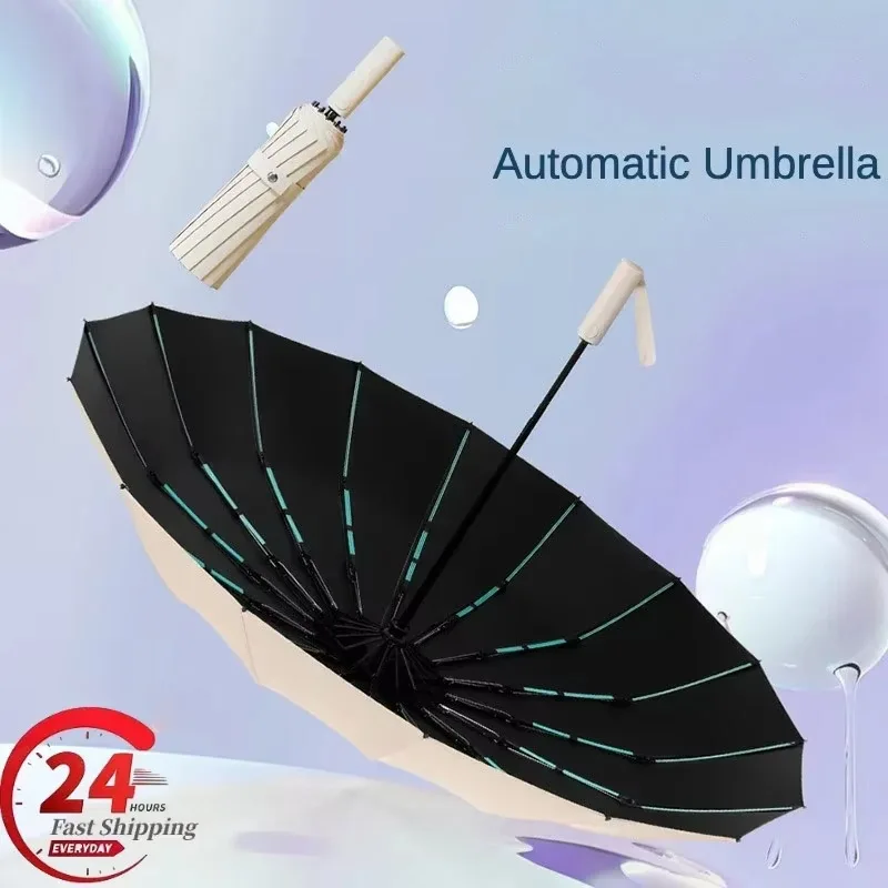 60 Knochen Super winddichter Regenschirm Allwetter-Regenschirme Große Größe Herren Automatischer Business-Regenschirm UV-Schutz Damen-Sonnenschirm – Detail 3