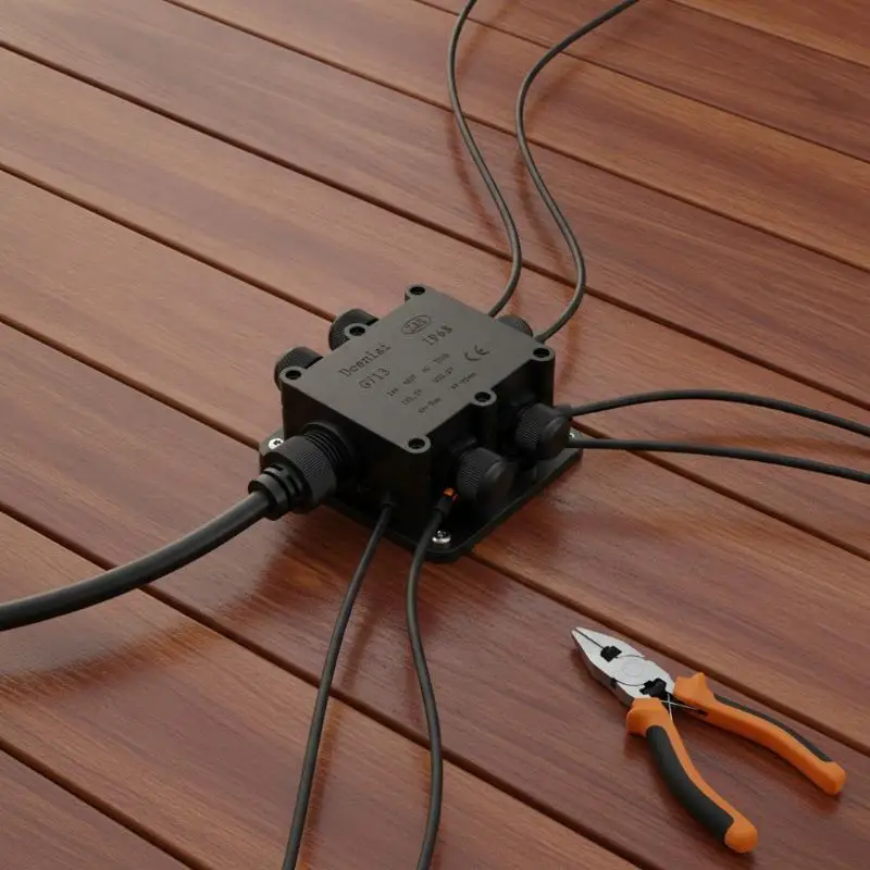G713 IP68 Waterproof Junction Box 6 Cable Ports Rustproof Plastic Shell for Dock Marine Electrical Wiring Use