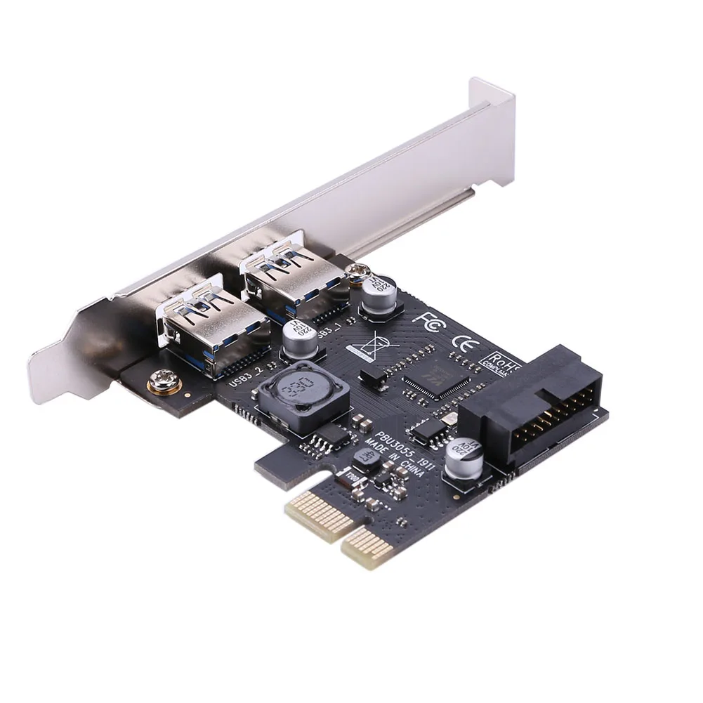 M.2 NVME SSD to PCIe x1 Expansion Card 2 Port USB 3.0 PCI Express Adapter M.2 NVMe SSD Add On Card for Desktop Computer PC