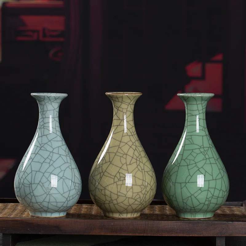 Small vase flower arrangement device creative personality living room ceramic vase ornament ice crack