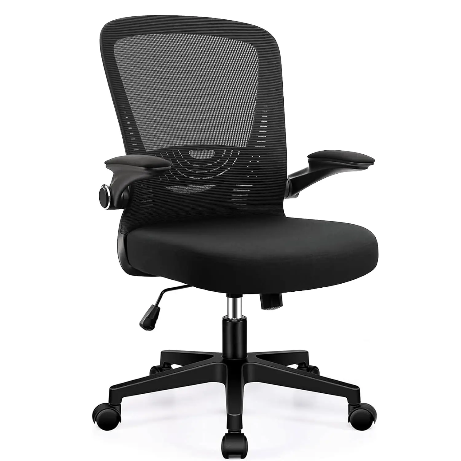 Ergonomic Mesh Office Chair Flip Up Arms Lumbar Support Adjustable Swivel Rolling Task Chair Home Office Study Black, Customized