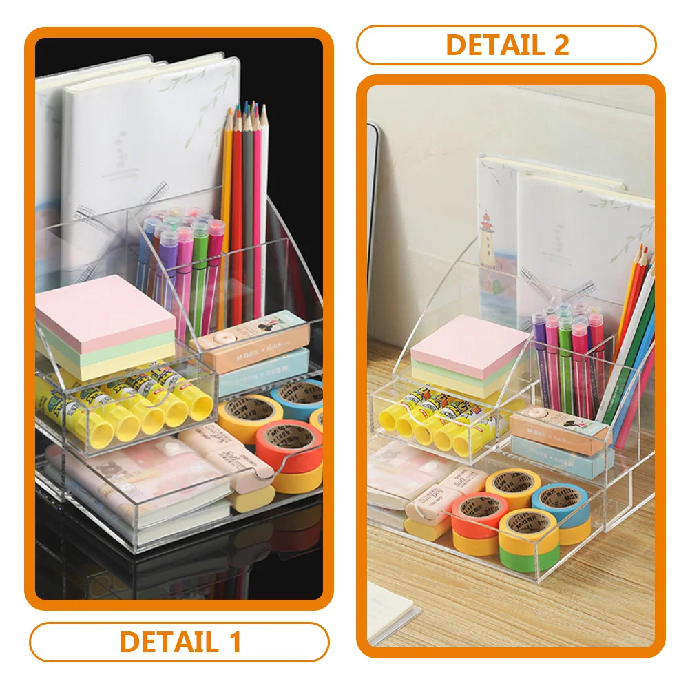 

Acrylic Storage Box Desktop Organizer Cosmetics Sundries Holder Bedroom Bathroom Tabletop Pen Stationery Tidy Rack