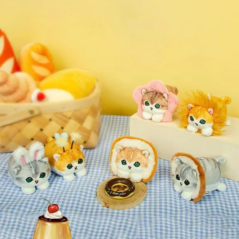 10 ซม.ของแท้ Mofusand ตุ๊กตาพวงกุญแจจี้การ์ตูน Shark Cat นอนลง Cross-Dressing Series กระเป๋าจี้ของขวัญวันเกิด