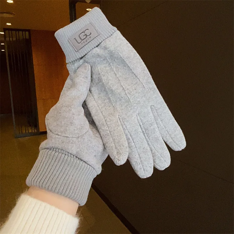 2PCS Gloves Unisex Double Layer Fleece Lined Touch Screen Winter Cycling Windproof Warm One Size