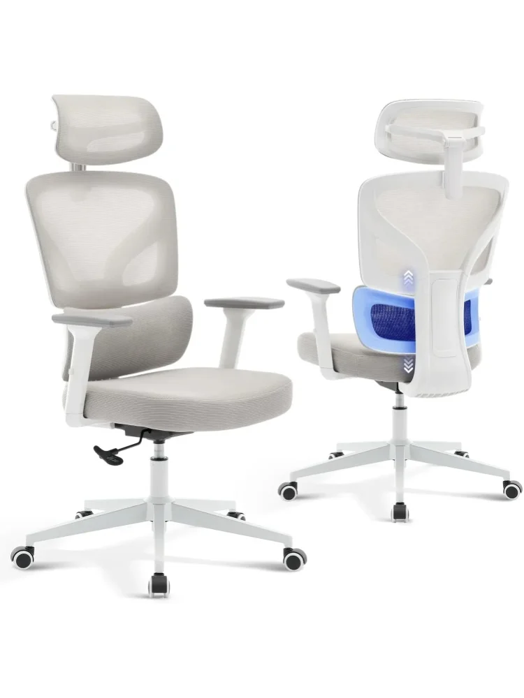 Garvee Ergonomischer Bürostuhl aus Netzstoff, Gaming-Stuhl mit hoher Rückenlehne, verstellbarer Lendenwirbelstütze, Kopfstütze und 3D-Armlehnen, 360° drehbar °   Drehbarer Schreibtischstuhl für den