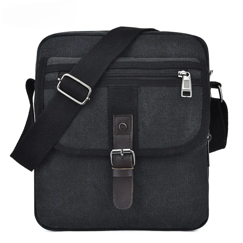 Herren Canvas-Umhängetasche, Vintage Crossbody-Messenger-Tasche mit Mehreren Fächern, Lässige Schultertasche für Reisen, Arbeit und Täglichen Gebrauch – Detail 1