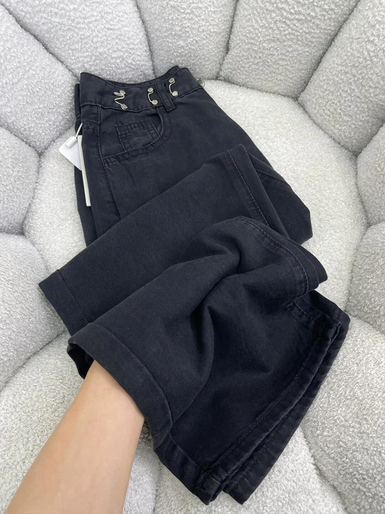 

Bla Ice Sensation Джинсовые брюки из лиоцелла Женские тонкие дизайнерские прямые широкие брюки большого размера Осенний сезон с высокой талией