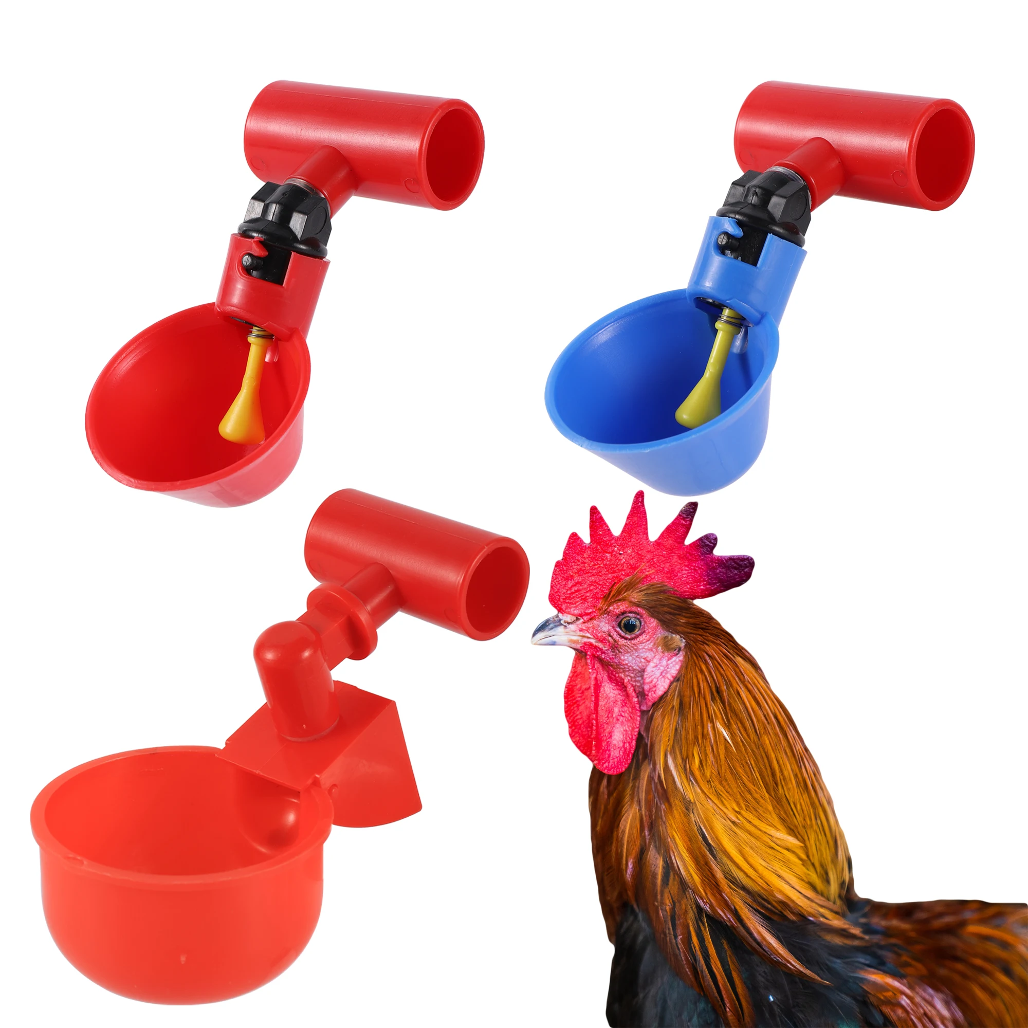 40pcsAutomatic Chicken Water Cup Plastic Drinking Bowl Waterer Kit for Poultry Quail Pigeon Bird Rabbit Cage Poultry Drinker Cup