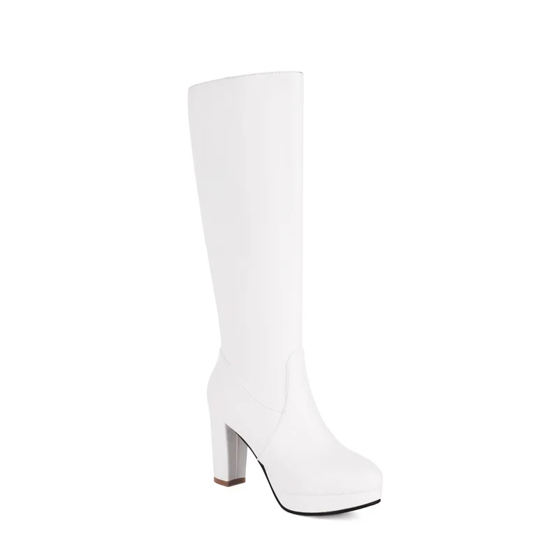 Nero bianco rosso Sexy scarpe a punta al ginocchio stivali lunghi per le signore con tacco alto Botas Party scarpe da donna nuovo inverno 2023 Drop Ship