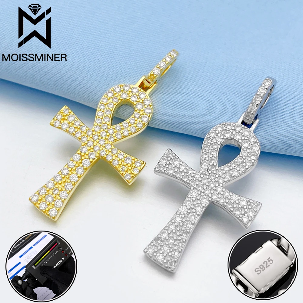 D Color Moissanite Cross Pendants Necklaces S925 Silver Real Diamond Necklaces For Women Men Jewelry Pass Diamond Tester