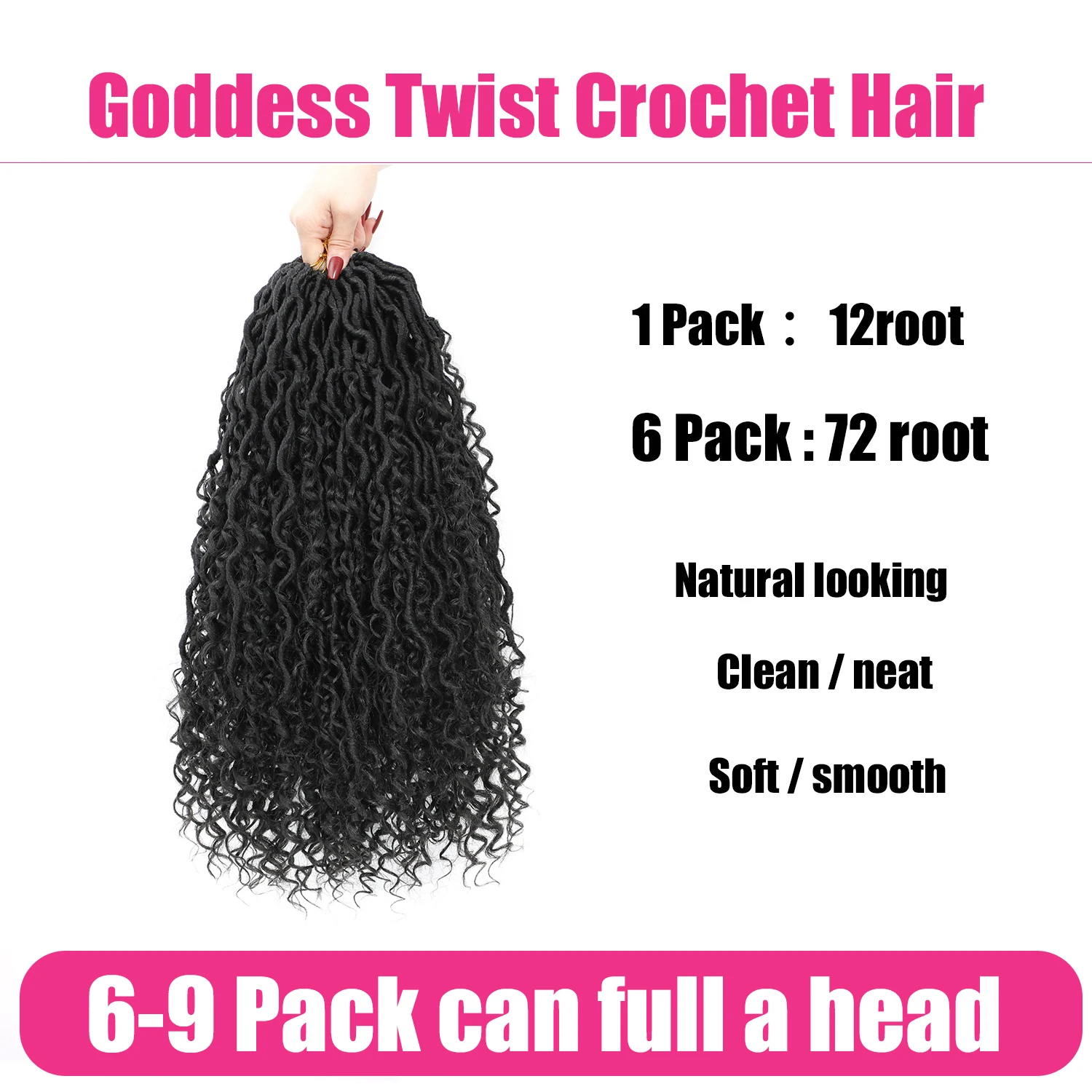 10/14/18/24 inch Goddess Locs Crochet Hair 6 Packs Faux Locs Crochet Hair for Black Women Pre Looped River Synthetic