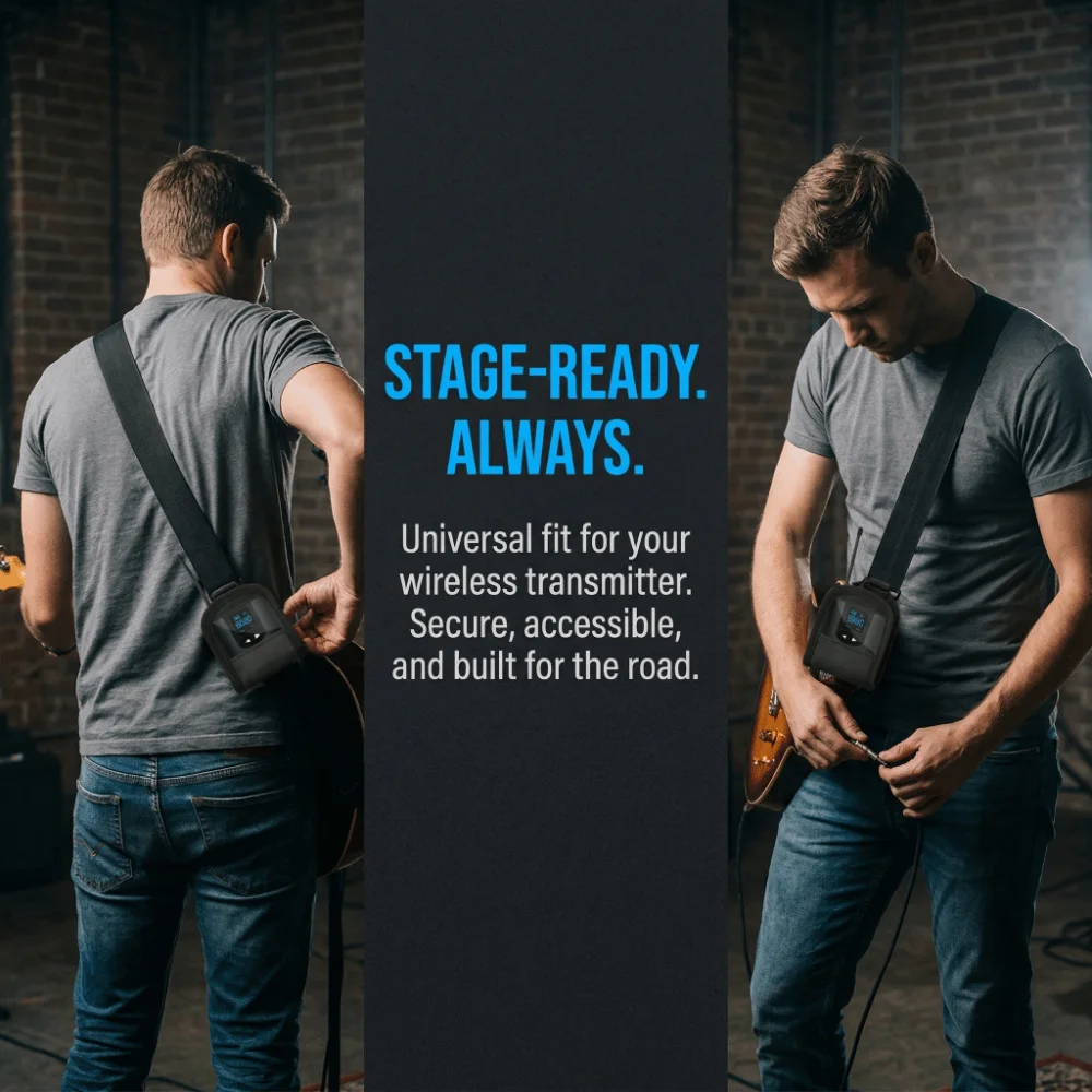 TPU Bodypack Guitar Transmitter Case Strap-Compatible Non-slip Carrying Case Lightweight Durable Storage Bag Guitar/Bass