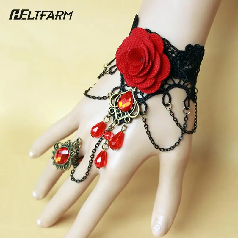 Women's Vintage Steampunk Gloves Wrist Cuff Gear Girls Jewelry Accessories Victorian Bracelets Costume Lace Handwear