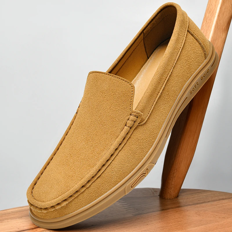 Professional Slip-On Shoes cow suede leather Hand-Finished Seams & Flex Sole Corporate Meeting Footwear