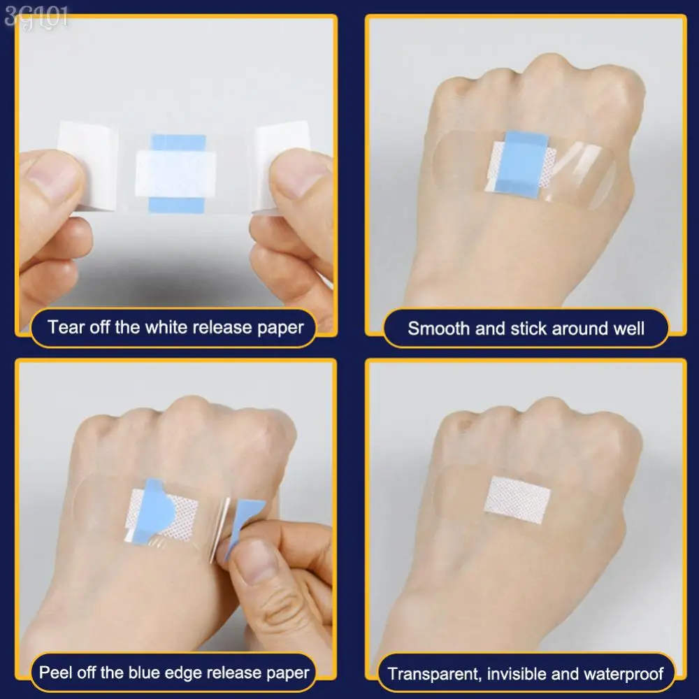 투명 PU 투명 방수 밴드 보조기, 보이지 않는 방수 접착 붕대, 응급 처치 키트, 50 개, 120 개