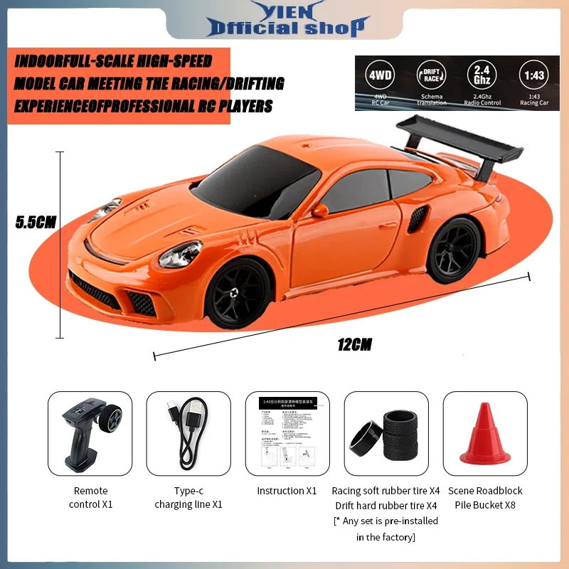 2.4G RC Mini Toys 1/43 RC Racing Car 4WD Fully Proportional RTR with Gyro Radio Control Drifting Cars High Speed Model Gifts