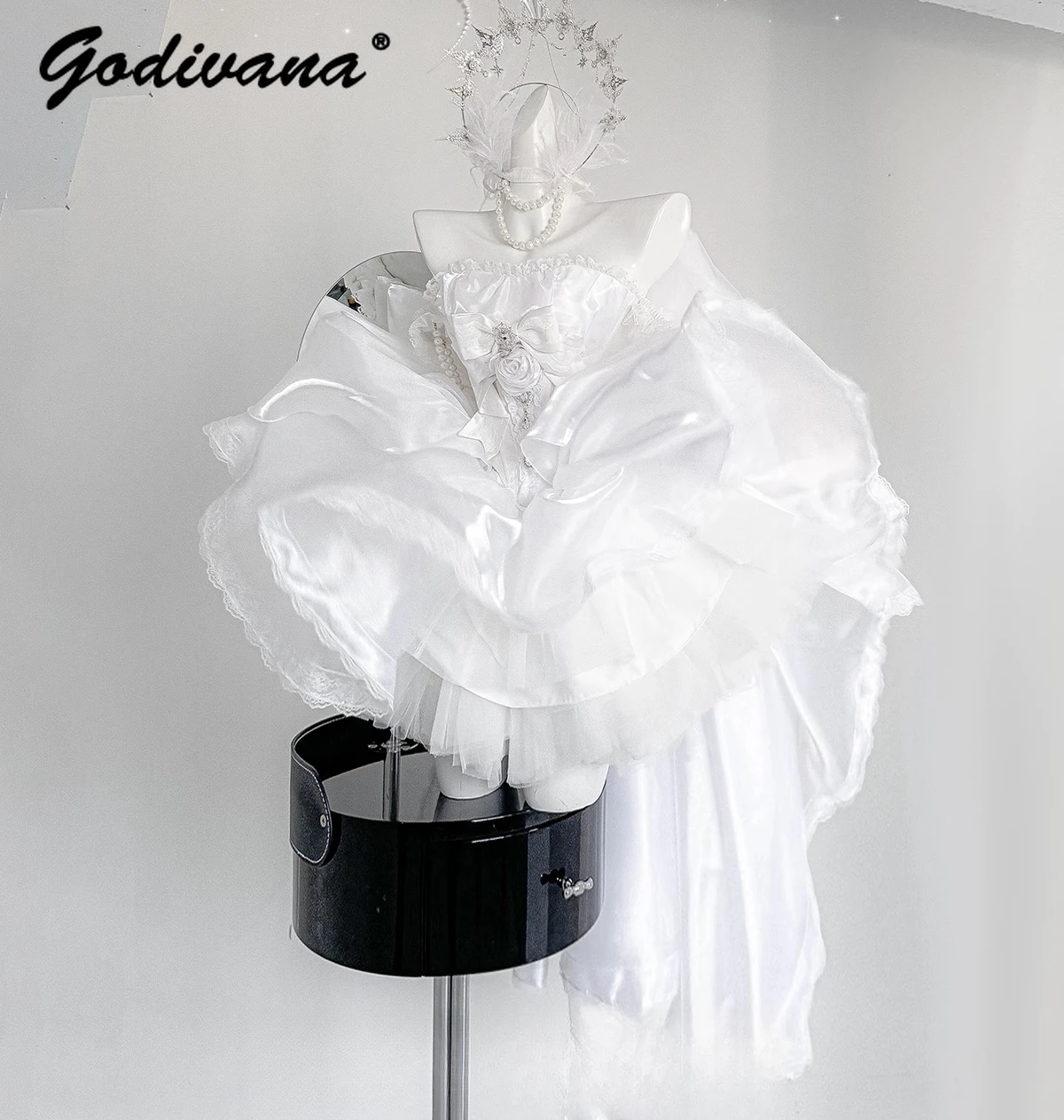 Ensemble Corset et jupe bustier tubulaire blanc pour femmes, fée de Style français, robes de princesse courtes de mariage à fleurs Lolita