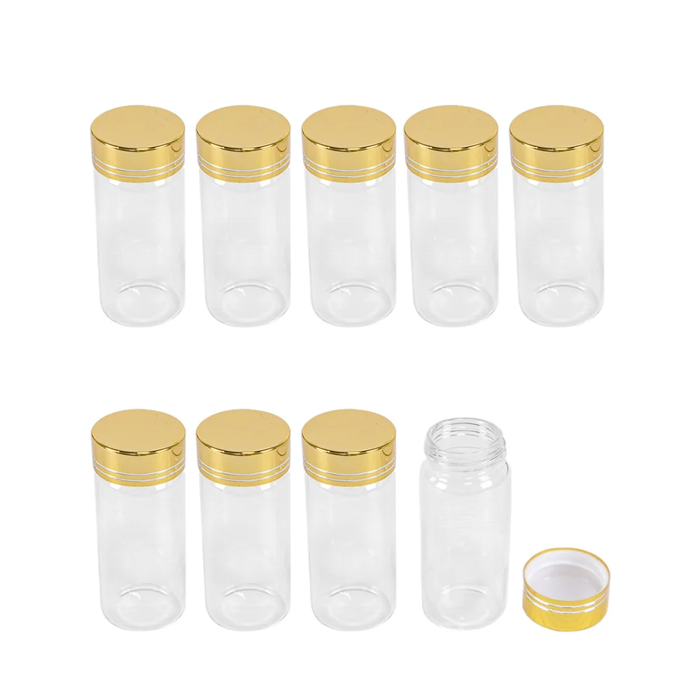 6pcs 50ml Glass Storage Bottles with Golden Screw Plastic 50cc Cap Jars Vials Clear Seal Leakage Proof Food Grade High Quality