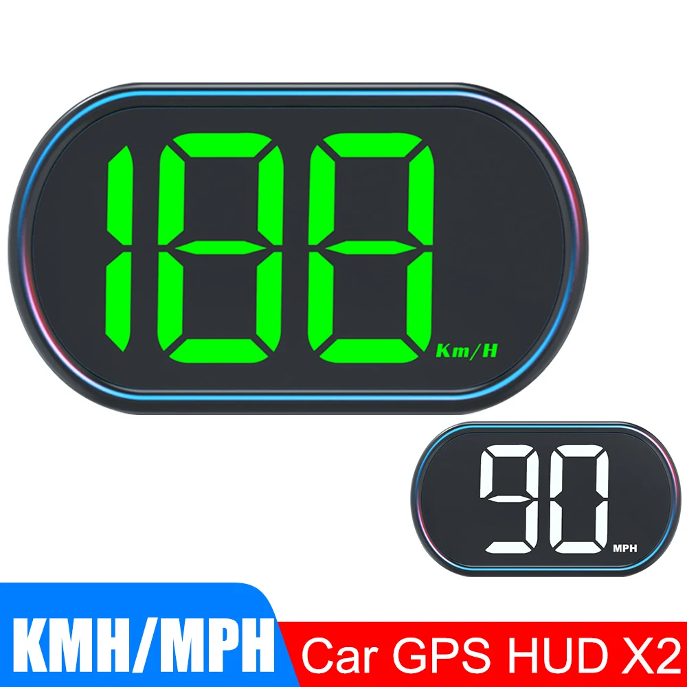 Car Head Up Display KMH MPH Speed Meter Digital X2 HUD GPS HUD Universal White Green Light Display Speedometer Big Font USB Plug