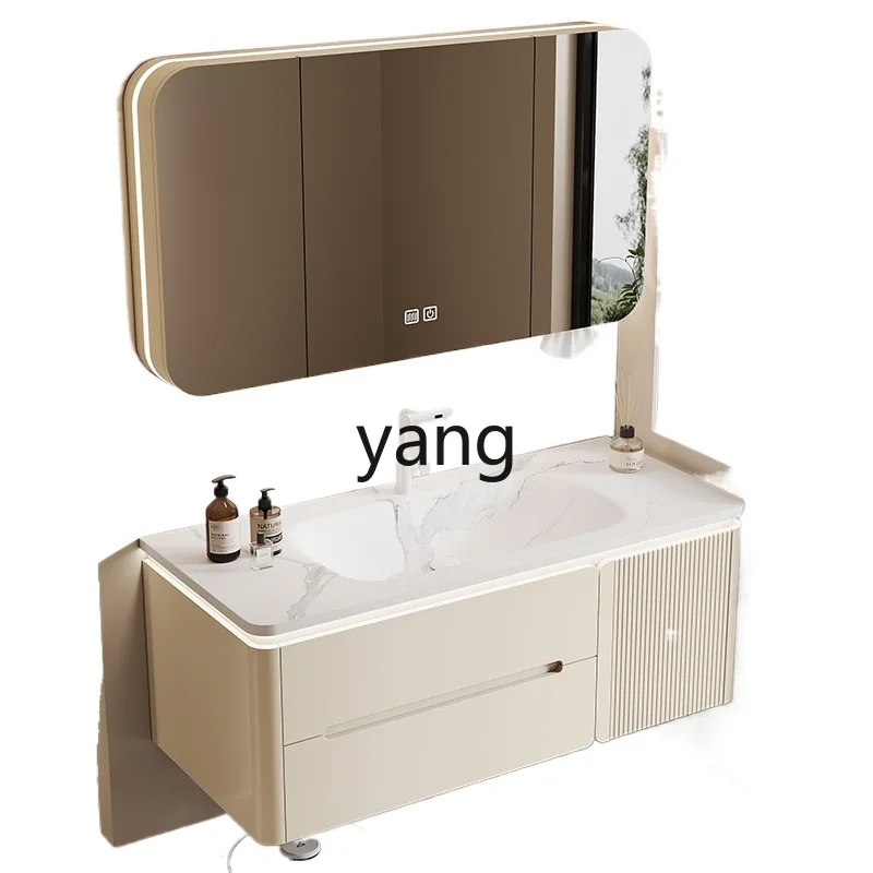 

Yjq oak paint bathroom cabinet combination rock slab hot bending ceramic integrated basin washstand toilet washbasin