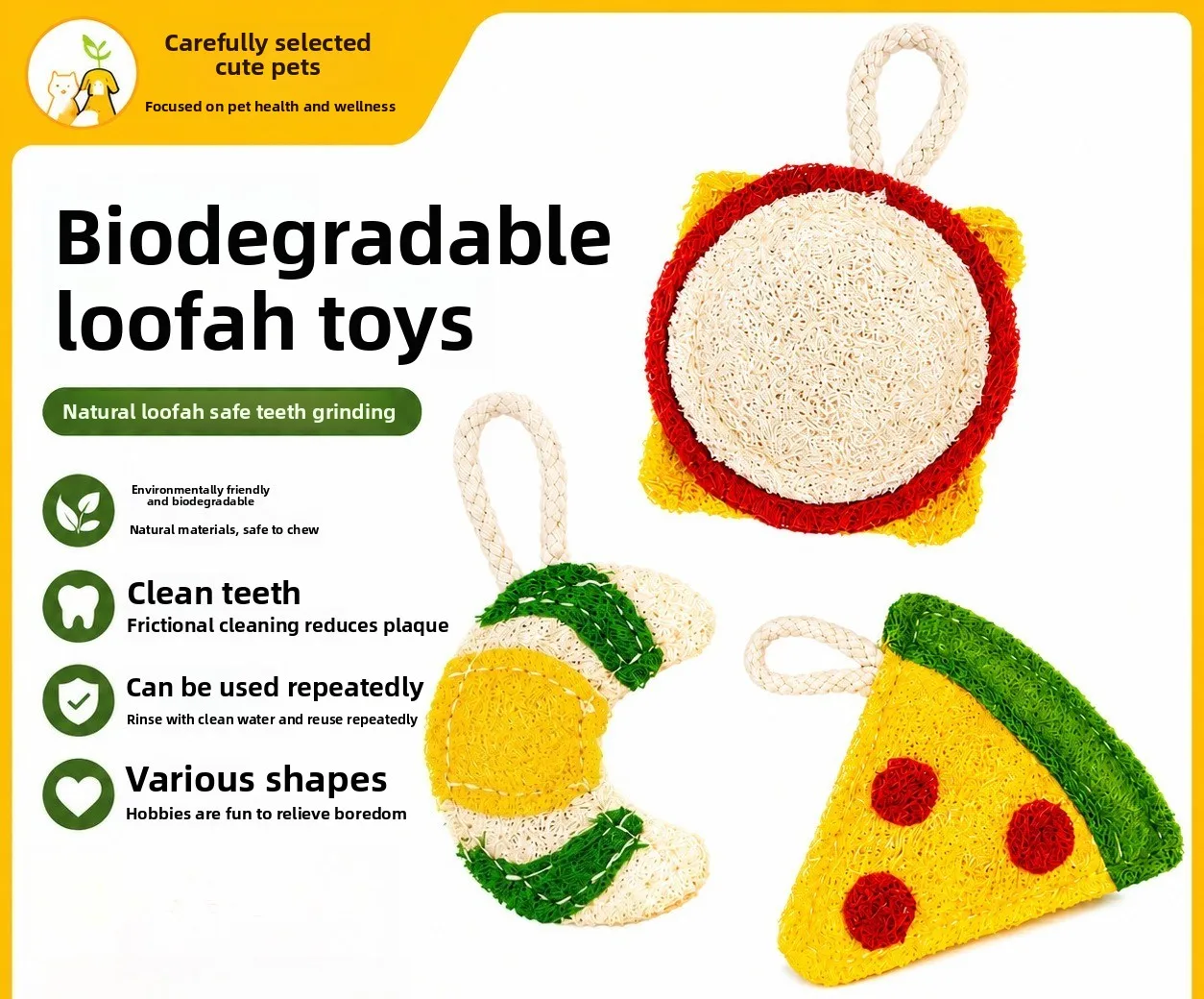 Natural Loofah Dog & Cat Chew Toy, Bite-Resistant Teeth Cleaning Molar Stick, Eco-Friendly Degradable Pet Supply