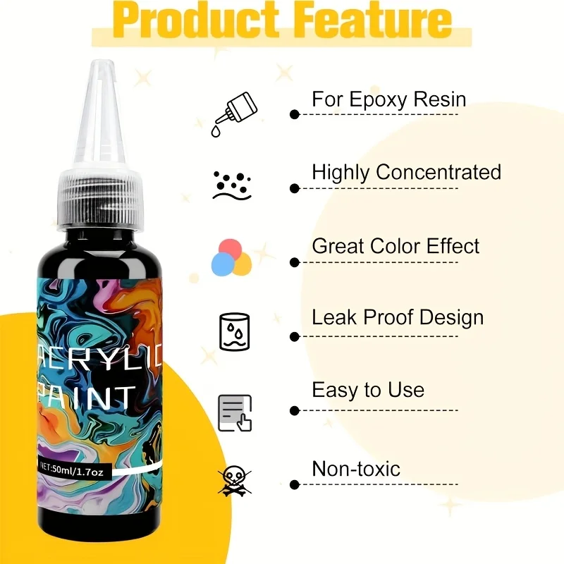 Pigment Paste For Epoxy Resin Highly Concentrated Easy To Mix 6 Colors Opaque Liquid Epoxica Dye For Art Painting DIY Projects