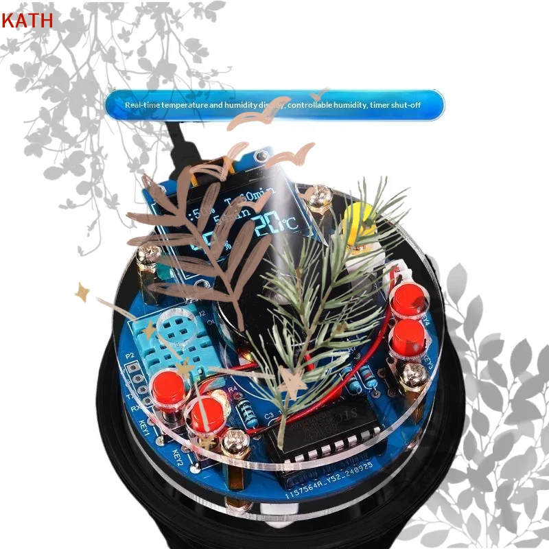 USB Humidifier Mist Electronic Diy Kit Oled Display Temperature And Humidity Spray Circuit Board Manufacturing Welding Practice