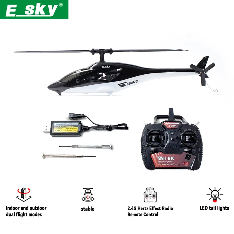 ESKY 300 v2 Mini helikopter RC 6CH 2.4Ghz symulacja pojedynczego wiosła bojowego helikoptera ładującego profesjonalne odporny na upadek zabawkowe