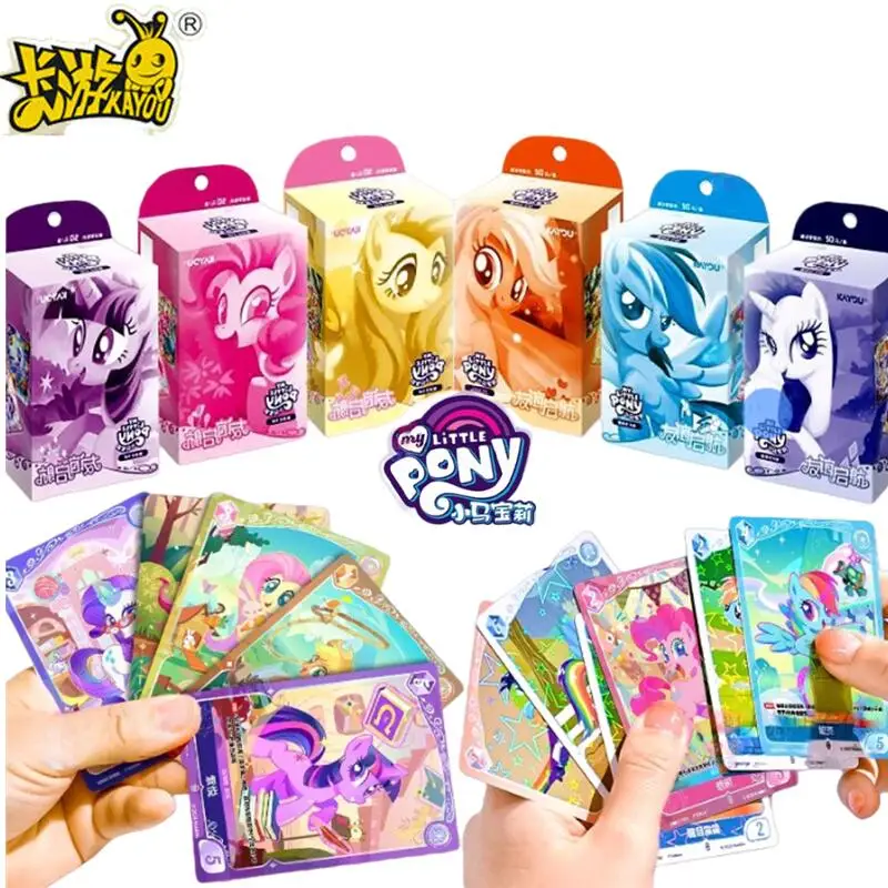 jogo-de-cartas-colecionaveis-my-little-pony-original-kayou-a-amizade-comeca-brinquedos-para-presente-de-aniversario