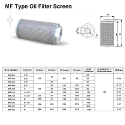 JL/MF-02 JL/MF-03 Suction/Oil Filter Filter Hydraulic FElement