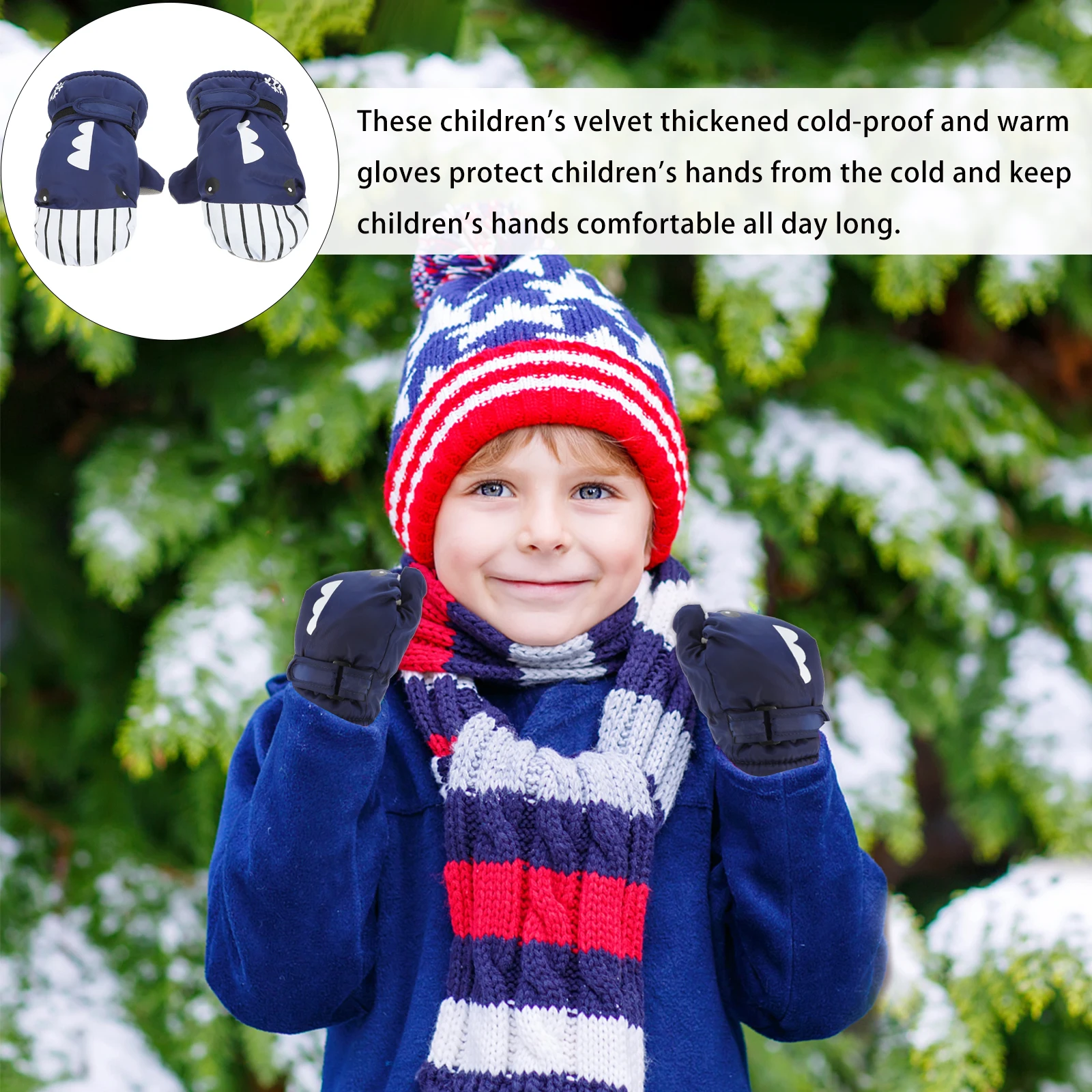 

1pcs Winter Ski Gloves Waterproof Warm Kids Teenager Shark Gloves 5-12 Years Elastic Durable Outdoor Accessories