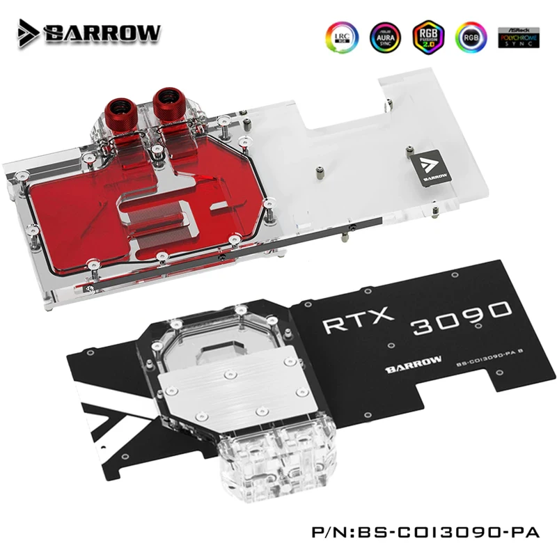 

Barrow 3080 GPU Water Cooling Block for Colorful iGame RTX 3080 Vulan X OC, Full Cover ARGB GPU Cooler,BS-COI3090-PA